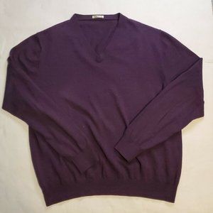 VTG Men’s Large 100% Italian Extra Fine MERINO WOOL Sweater Purple EUC